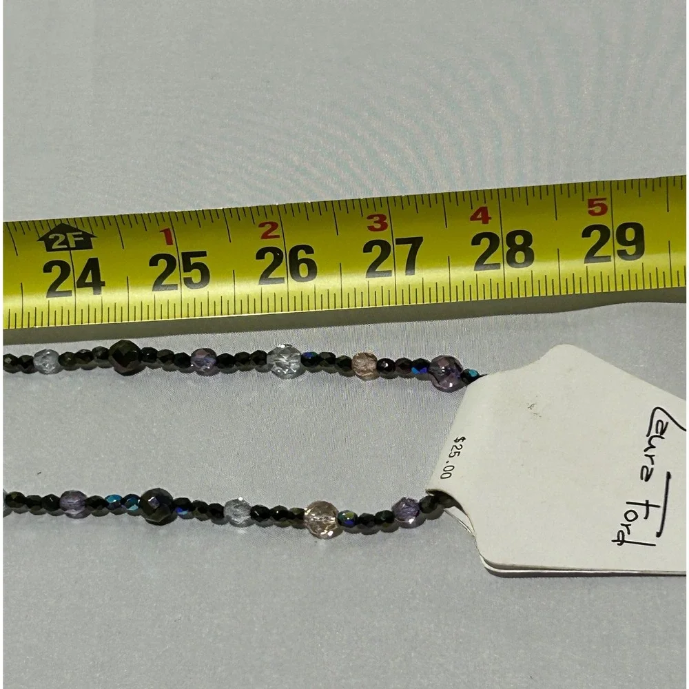 Laura Ford Beaded‎ Necklace Long Layered Black Multi Color Jewelry open ended